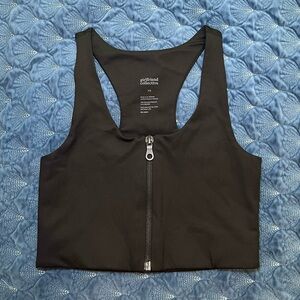 Girlfriend Collective Paloma Zip Front Sports Bra in Black (Size XS)